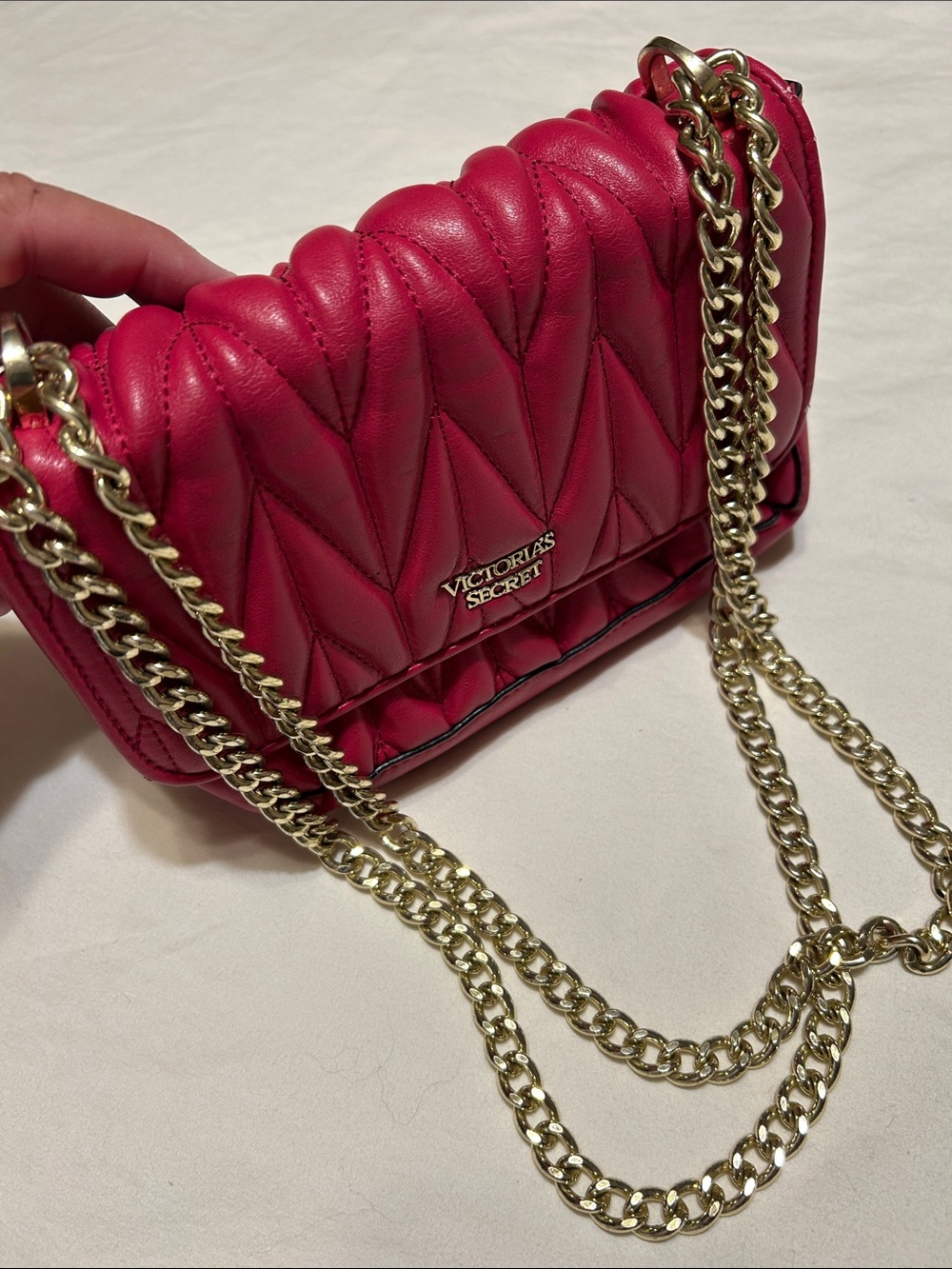 Victoria's Secret Hot Pink Quilted Chain Crossbody